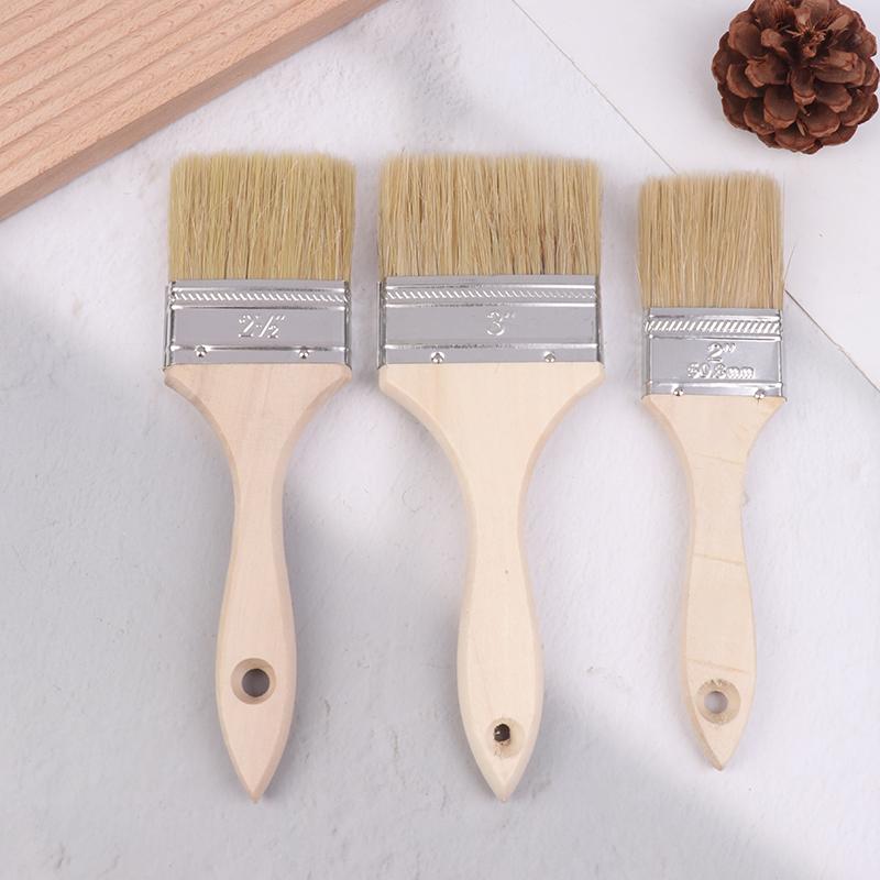 3Pcs Paint Brush Wooden Handle Bbq Brush Soft Hair Painting Brushes For Wall And Furniture Paint Tool Set