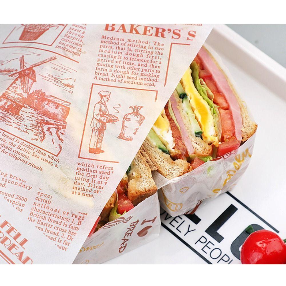 10/50pcs Disposable Wax Paper Oilproof Sandwich Hamburger Waterproof Cake Bread Packaging Wrapper