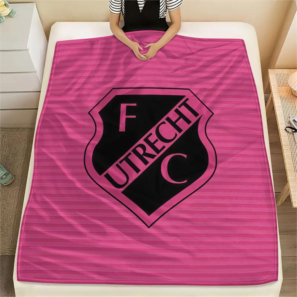 FC Utrecht Printed Flannel Blanket, soft throw for bedroom sofa, washable,soccer fan merchandise, great gift.