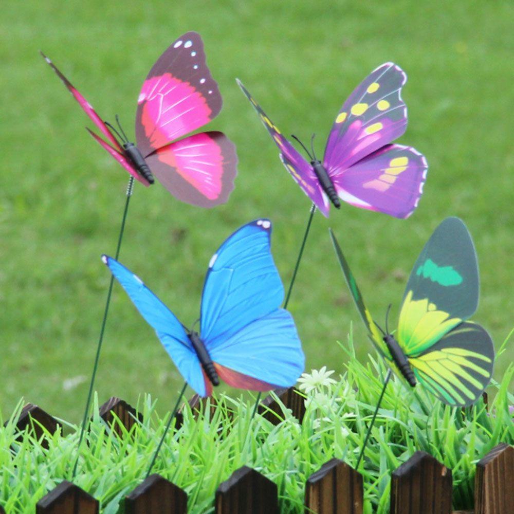 Lawn Decor Artificial Butterfly with Rods Simulation Color Fake Butterflies Garden Decoration