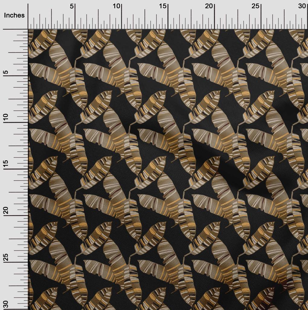 oneOone Georgette Viscose Brown Fabric Leaves Sewing Material Print Fabric By The Yard 42 Inch