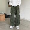 Men Cargo Pants Street Style Loose Multi Pockets American Retro Trousers Solid