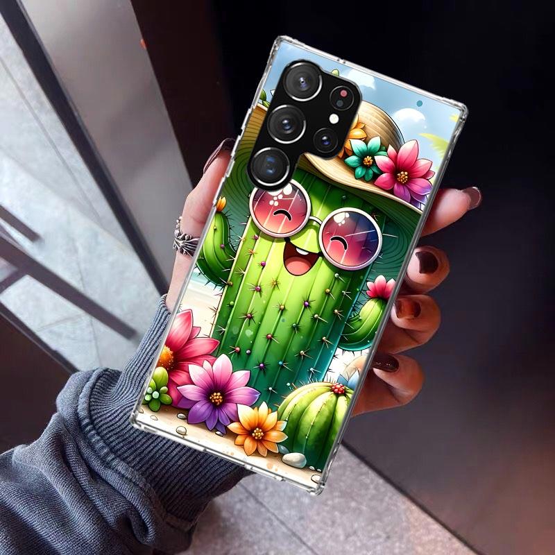Cartoon Plant Cactus Phone Case For Samsung Galaxy S23 S24 S25 Edge S26 Ultra S22 + S21 Plus S20 FE Cover Silicone Print Shell G