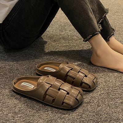 Офисные тапочки женские летние для улицы на одном педале новая сумка-головка полушлепки универсальные повседневные сандалии