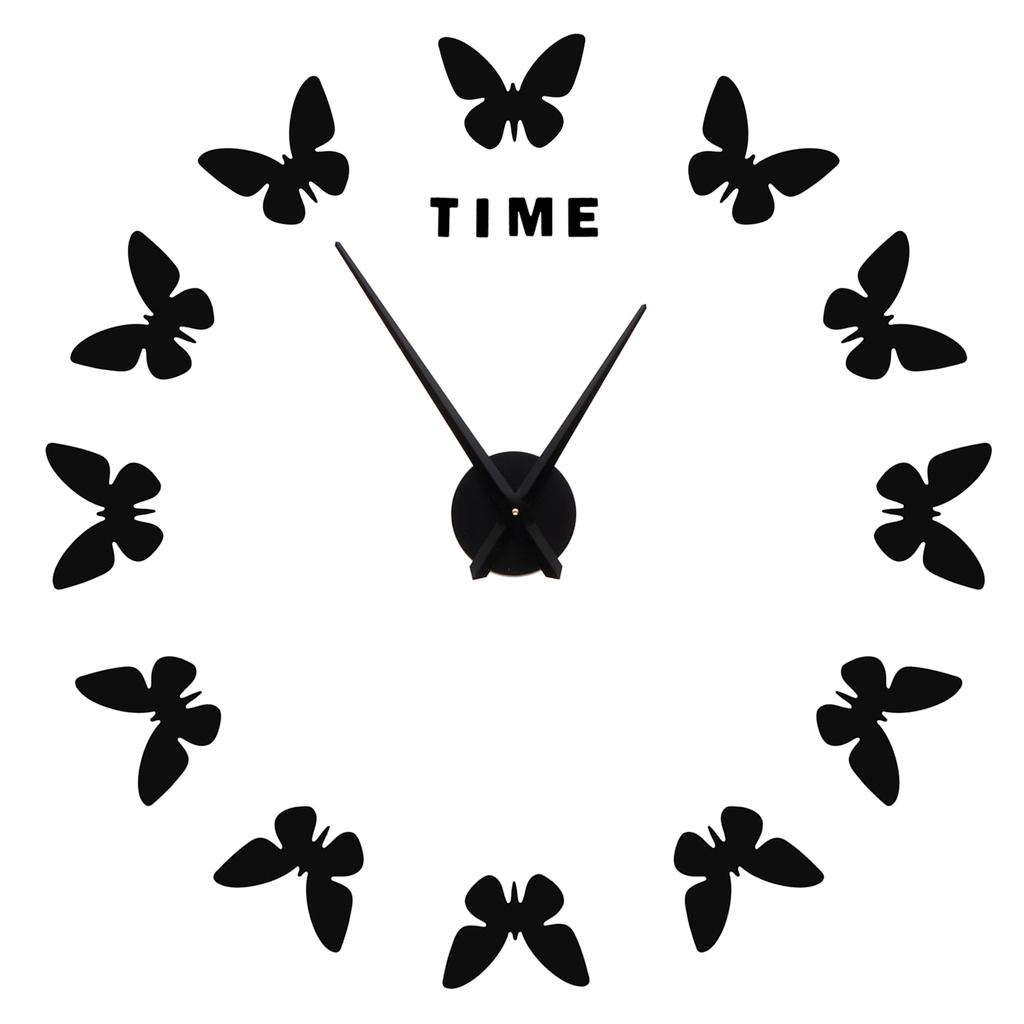 Large Wall Sticker Clock Butterfly Shape Innovation DIY Modern Art Living Room DecorationBlack
