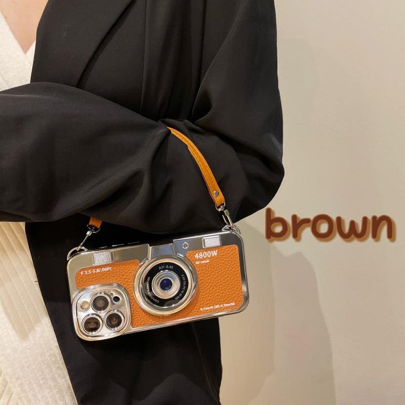 Vintage Camera-Style TPU Phone Case With Detachable Hand Strap IPhone 16 Pro Max 17 Anti-Drop Protection