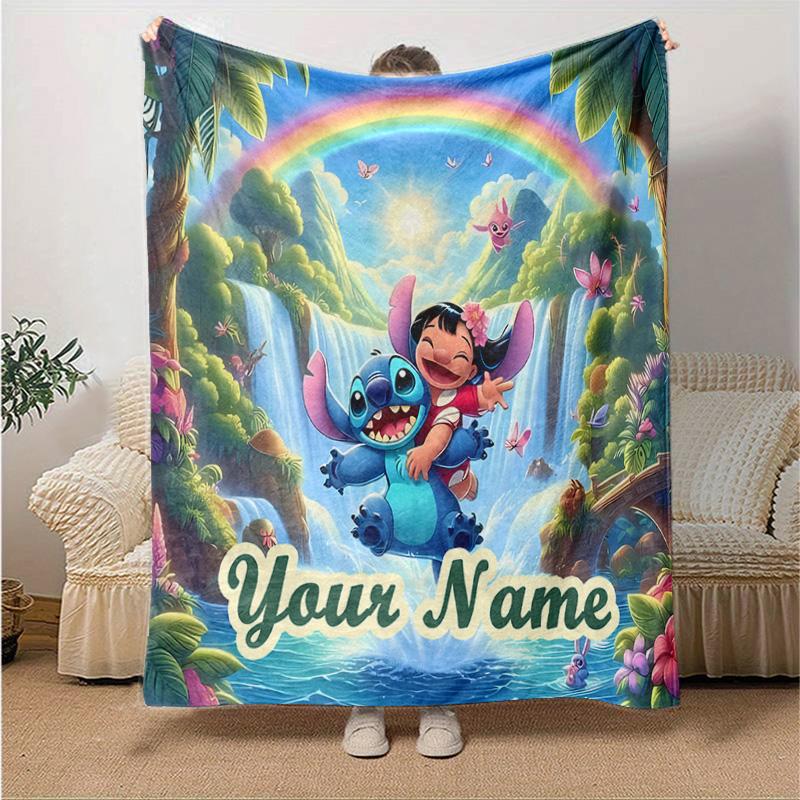 Custom 1pc Stitch Joy Dance Blanket, Soft And Comfortable Blanket, Casual Warm, Camping Travel Blanket, Birthday Gift Q910234