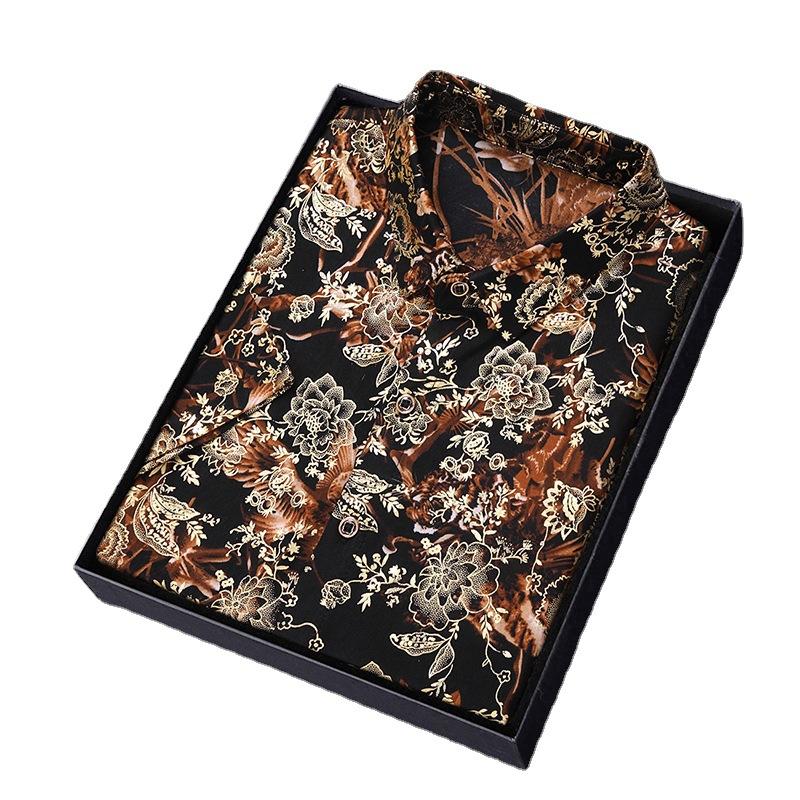 Летняя рубашка нового стиля для мужчин среднего возраста с короткими рукавами и напечатанными лацканами, модная повседневная рубашка для мужчин, одежда