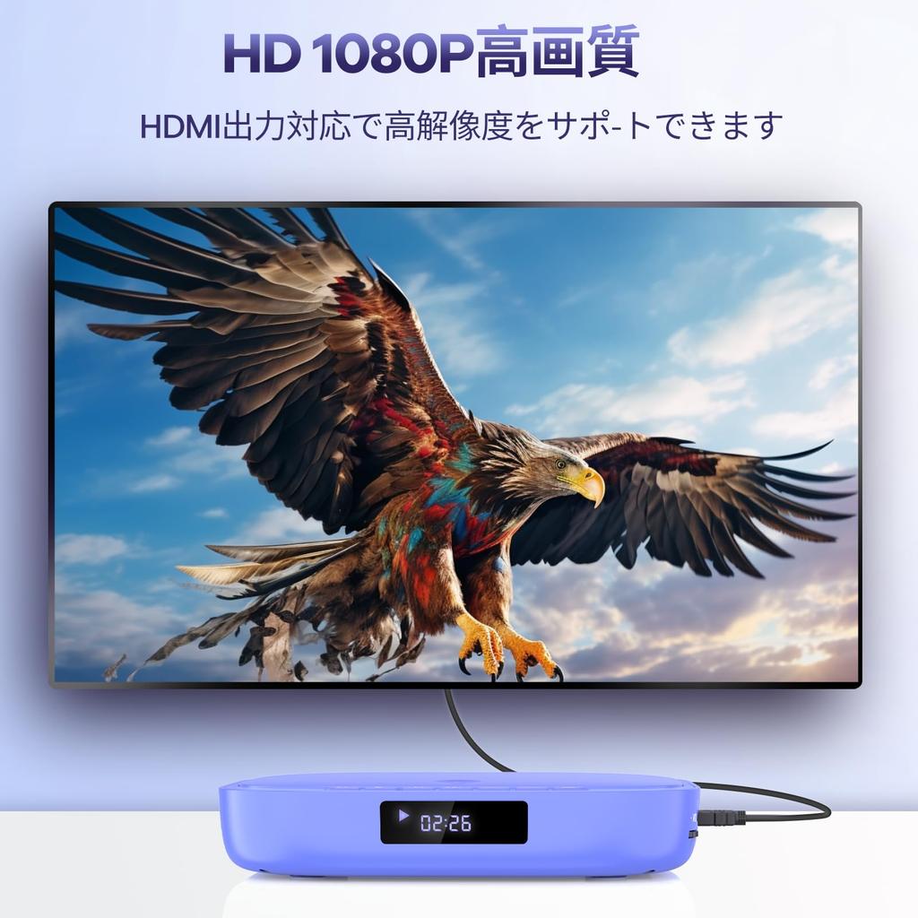 Mini DVD Player with 1080P Playback Region CPRM No Card Japanese Instruction Manual Included Support, DVD/CD Only, Free, Compatible, Blue-ray, USB/TF