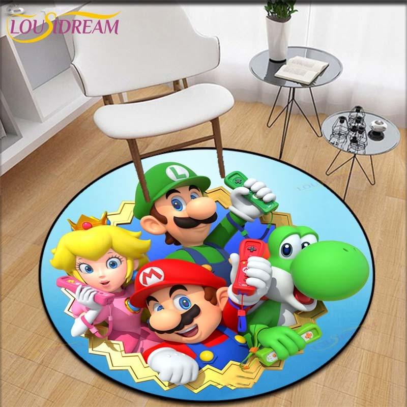 Мультяшный ковер Mario Bros круглый детский ковер с аниме-узором детский фланелевый ковер детский ковер с отпечатками рук аниме-коврик