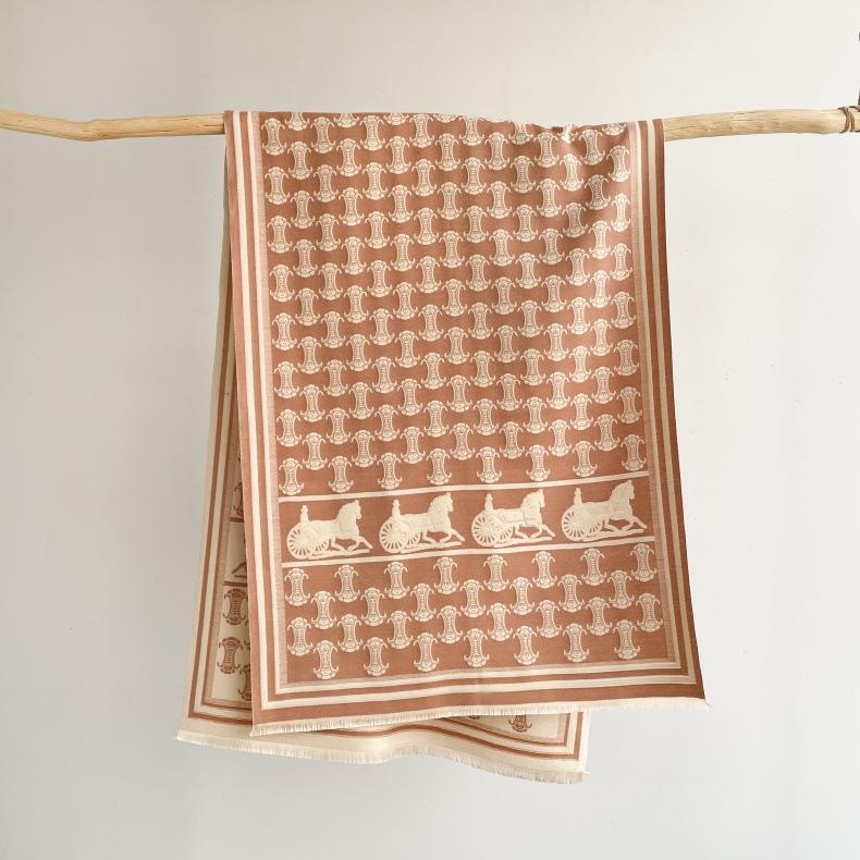 Classic Fashion Letter Thousand Birds Grid Imitation Cashmere Scarf Women's Winter Thickened Double Sided Air Conditioning Shawl Scarf Women's