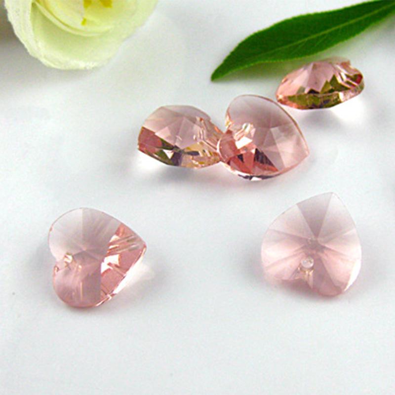 Аксессуары Подвески Изготовление ювелирных изделий Разноцветные стеклянные подвески Свободные разделительные бусины Craft DIY 10 шт 14 мм Кристалл Сердце