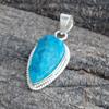 Rough Pear Blue Apatite Druzy Sterling Silver Pendant (45x18mm)