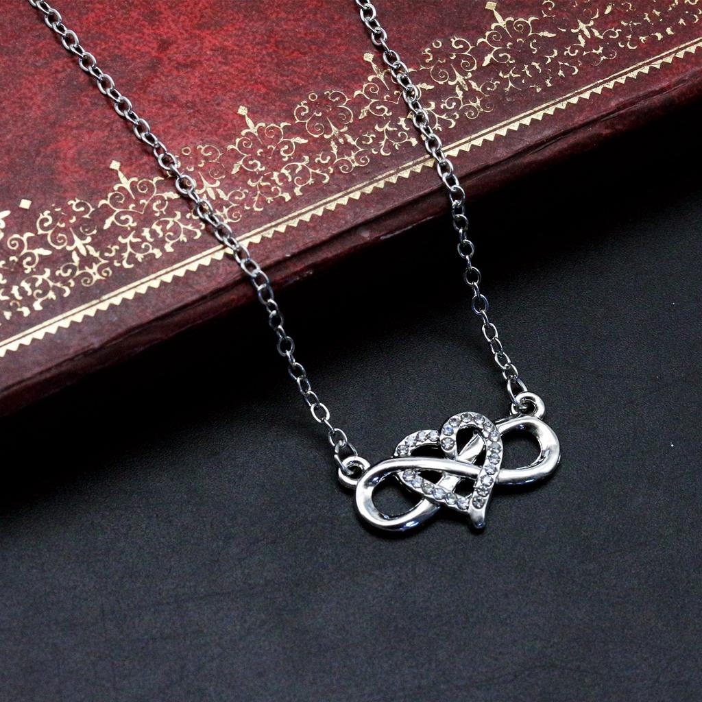 Ожерелье с подвеской в виде сердца и бесконечности, инкрустированное стразами для женщин, ювелирные изделия в форме сердца, подарки на годовщину дня рождения для всех женщин и девочек