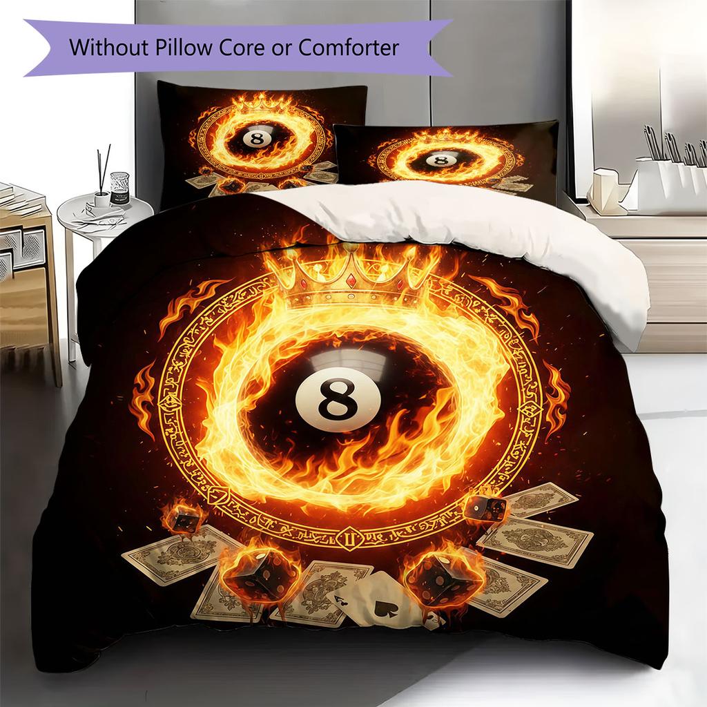 Burning ball Pattern Bedding Quilt Set Quilt Cover Pillowcase Home Decoration Birthday Gift (1 * duvet cover + 2 * pillowcase, without core)