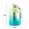 2200ML Large Capacity Water Bottle Gradient Color Time Marker with Handle Strap Wide Mouth Opening Outdoor Sport Fitness Gym Cup