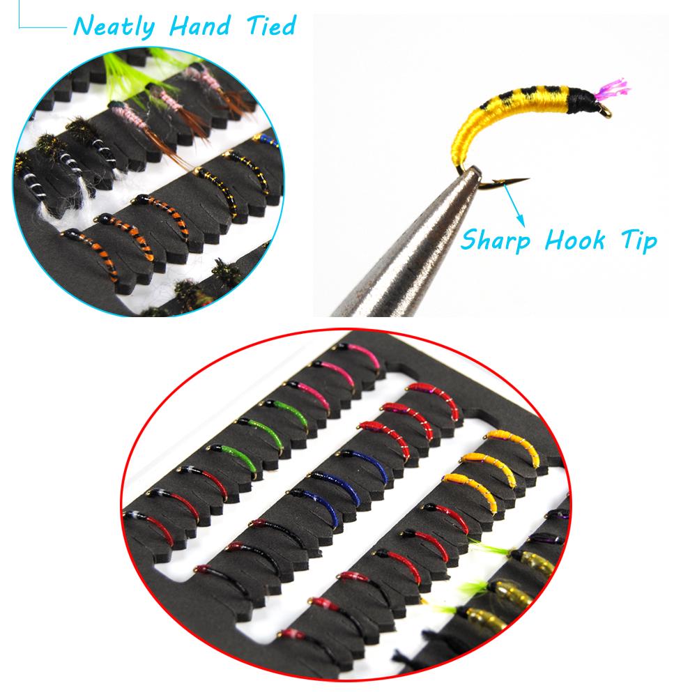 76 шт., Нимфа, Скад, Мидж, нахлыстовая рыбалка, тонкая коробка для ловли форели, путассу, приманки, приманки, рыболовные снасти