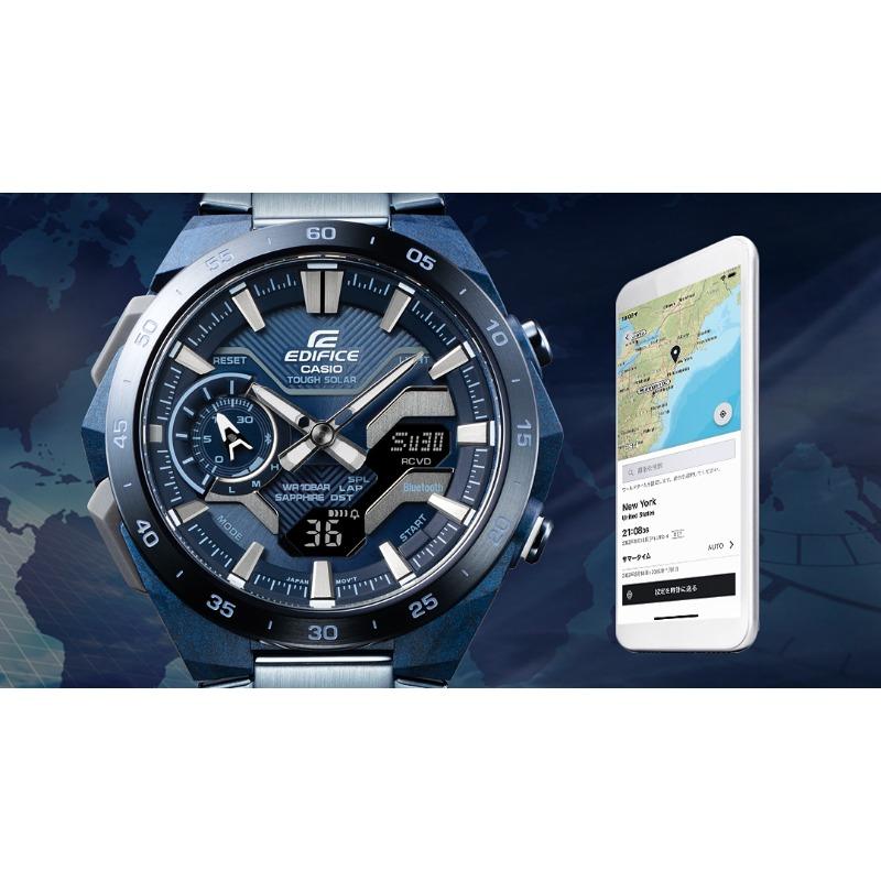 Casio Edifice Men's Stainless Steel 100M Water Resistant Analog Quartz Watch ECB-2200YCB-2A