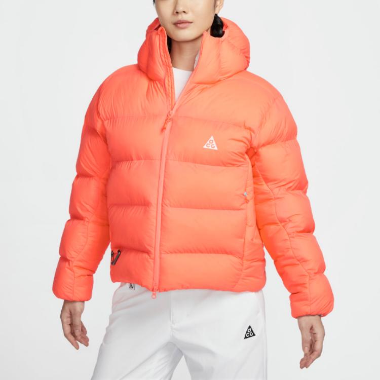 Nike ACG Series Толстая теплая куртка с капюшоном на молнии для женщин, оранжевые куртки FZ6762-643