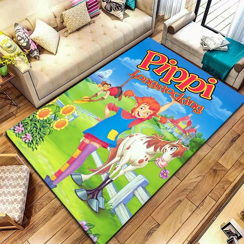 Pippi Longstocking Carpet Rug for Living Room Bedroom Home Sofa Decoration,Kids play Non-slip Floor Mat