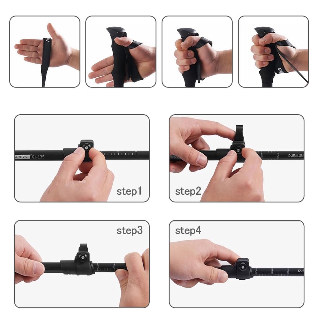 Naturehike Трекинговые палки для скалолазания Легкий алюминиевый компактный телескопический алюминиевый складной трехступенчатый (2 шт., Серый)