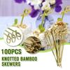 Disposable Bamboo Tie Stick Knot Skewers Cocktail Fruit Party Decoration Club Food Tools Picks H2B2