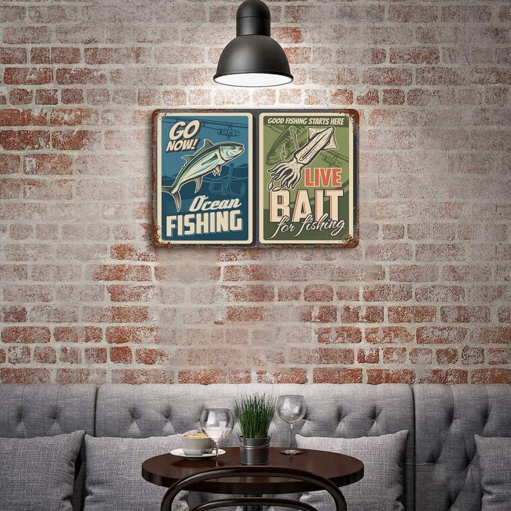 1-Pack rust-finish wall signboard, 20×30cm and 30×40cm, vintage metal decoration for café, garage or family room