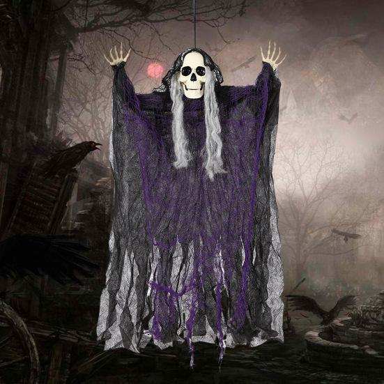 Подвесное украшение для Хэллоуина с призраком, страшный реалистичный декор в виде скелета, жуткая атмосфера, макет, реквизит для дома с привидениями