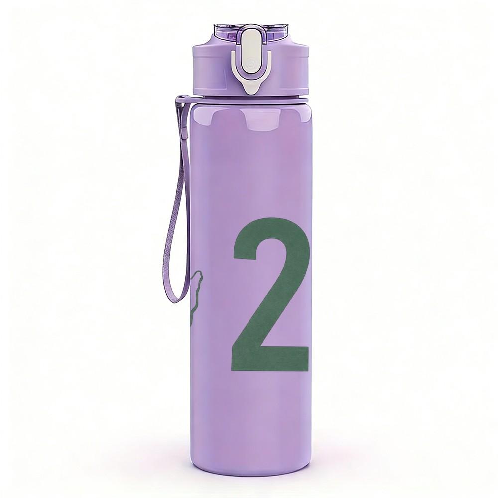 1PC Simple Number 25 Mark 750ml sports water bottle leakproof straw lid outdoor office home