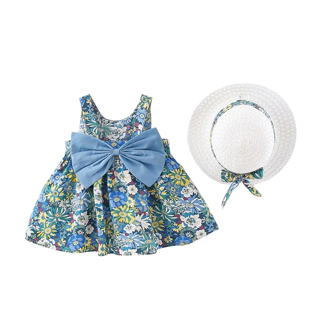Летний комбинезон для девочек без рукавов, платье принцессы, пляжный комплект с шляпой