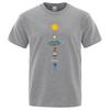 Sistema Solar Cósmico Planetas Imprimir Manga Curta Homens Rua Casual T Roupas Soltas Oversized T Camisa Masculina Verão Algodão