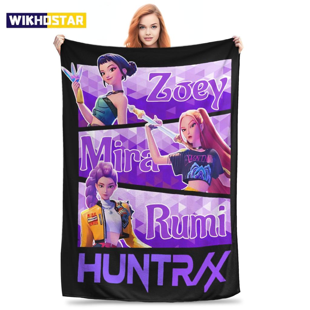 Kpop Demon Hunters Plush Blanket Students Flannel Throw Blanket for Couch Chair Sofa Bed Super Warm Quality Bedspread