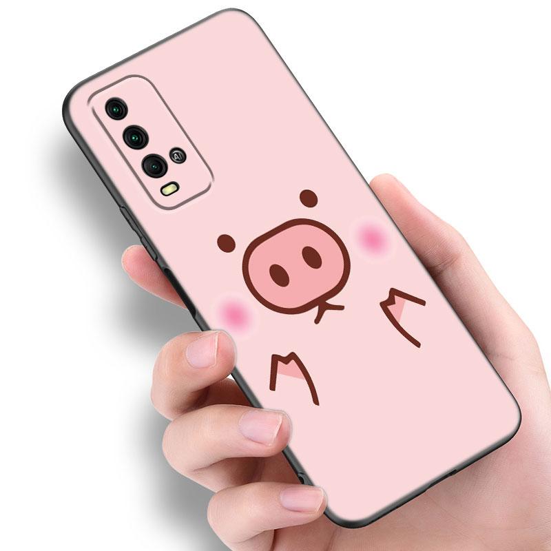 Розовый забавный чехол для телефона со свиньей для Xiaomi Redmi Note 5 6 9T K20 K40 K50 Pro 7A 8A 9A 9C 9i 10A 10C A1 S2, мягкий черный чехол из ТПУ