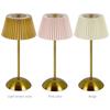 Small Pleated Nightstand Lamp USB Rechargeable Bedside Lamp Desk Lamp for Bedroom Living Room Home Office Decor