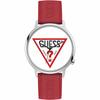 Guess Originals Red Logo Watch In Silver Tone
