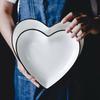 Heart Plate White Ceramic Fruit Dessert Breakfast Plate Rice Bowl Tableware Home Love Breakfast Salad Bowl Restaurant Tableware