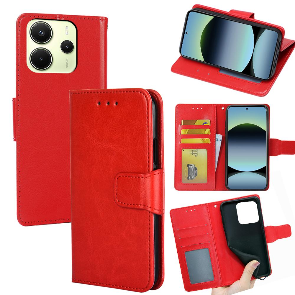 Для Xiaomi Redmi Note 14 4G (163,25 мм) Чехол-кошелек из ПУ кожи+ТПУ, складная подставка, чехол для телефона