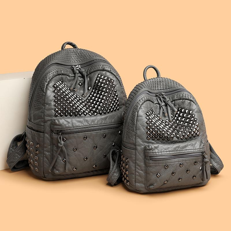 Рюкзак с заклепками Модный рюкзак в стиле панк для женщин Повседневный легкий рюкзак с деталями-шипами для ежедневных поездок, школы и путешествий