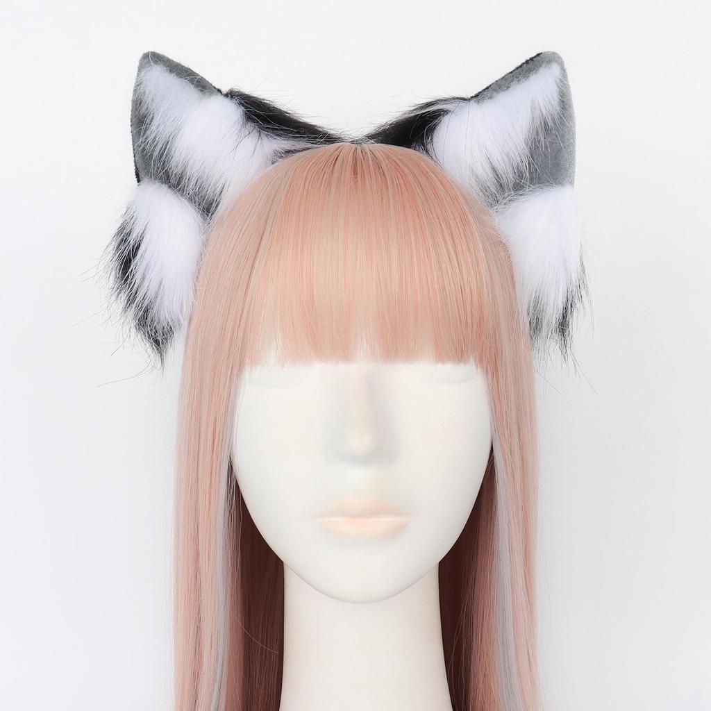 Handmade Plush Cat Ear Headband and Fox Tail Cosplay Prop for Anime Conventions