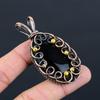 Lovely Black Onyx Gemstone Pure Copper Wire Wrapped Handmade Pendant Jewelry