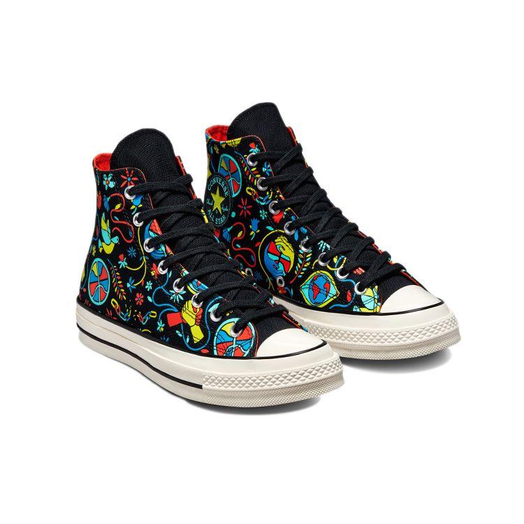 Converse Кроссовки унисекс Chuck 70 High Peace & Unity, разноцветные, черные, с блеском мака 172259C