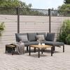 VidaXL Garden Lounge Set 4 Pcs with Cushions Black Aluminium, Garden Sofa Set, Patio Sofa Set, 3283679