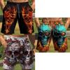 Vintage Fire Skull Ghost Boxing Muay Thai Kickboxing Shorts 3D Print Training Unisex Men Women Quick Dry Fitness Gym Sport Workout