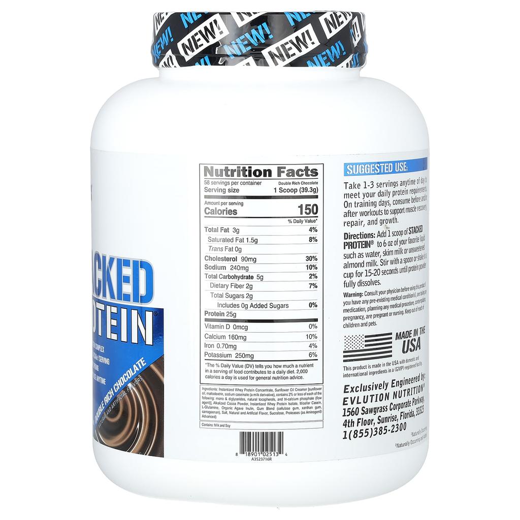 Stacked Protein, Double Rich Chocolate Flavor, 2.268Kg(5Lb)
