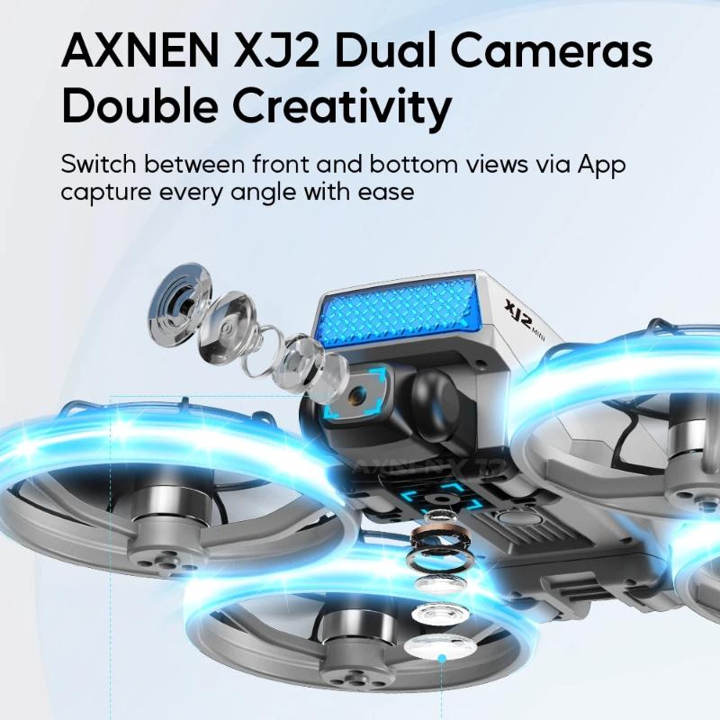 XJ2 Mini Drone 8K Dual HD Camera 5G WIFI Transmission Foldable Brushless RC Quadcopter Full-coverage Protective Cover Remote Control Toy Kid Gift
