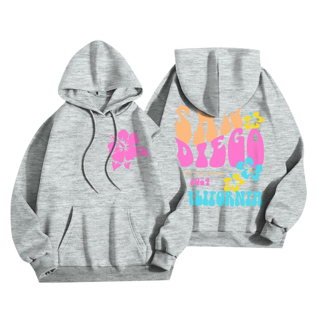 Толстовки для девочек-подростков с длинным рукавом и принтом букв, повседневные графические толстовки с капюшоном, пуловер с завязками, симпатичная толстовка большого размера