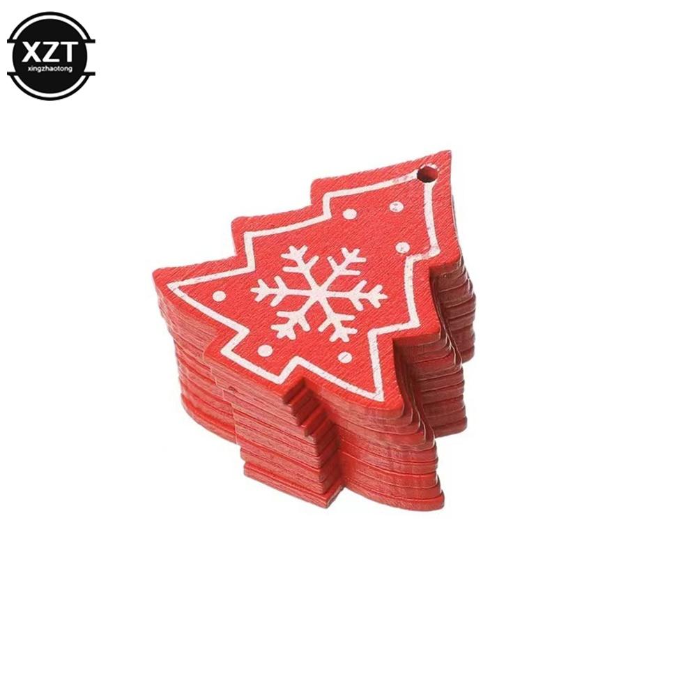 10PCs 5cm Wooden Christmas Ornaments Kids Toys For Chirstmas Tree Hanging Pendants Xmas DIY Decoration For Home Party New Year