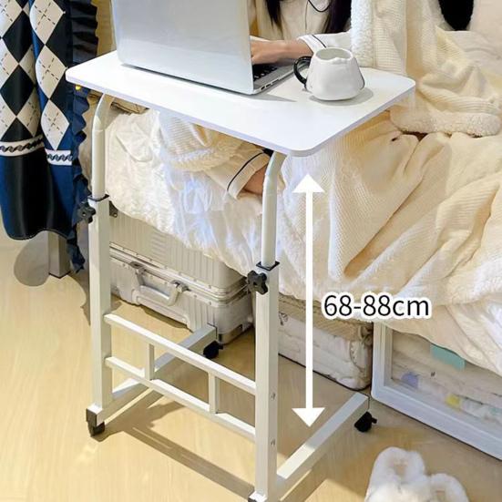 Standing Laptop Computer Desk Height Adjustable Bedside Table with Wheels Portable Overbed TV Tray Movable Hospital Home Couch Side Heavy Duty