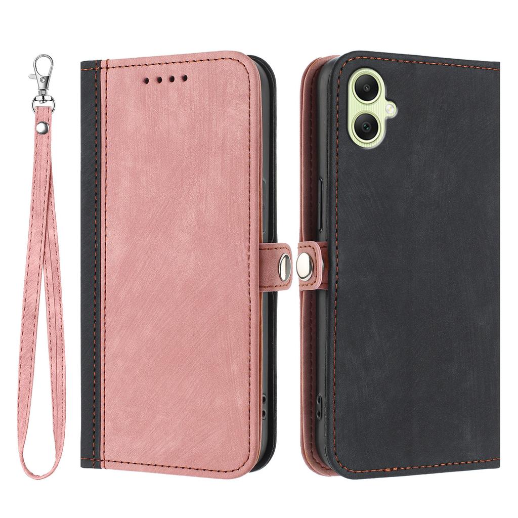 For Samsung Galaxy A07 4G/A06 4G/A06 5G PU Leather Case with Strap Phone Cover Stand Side Magnetic Button Design