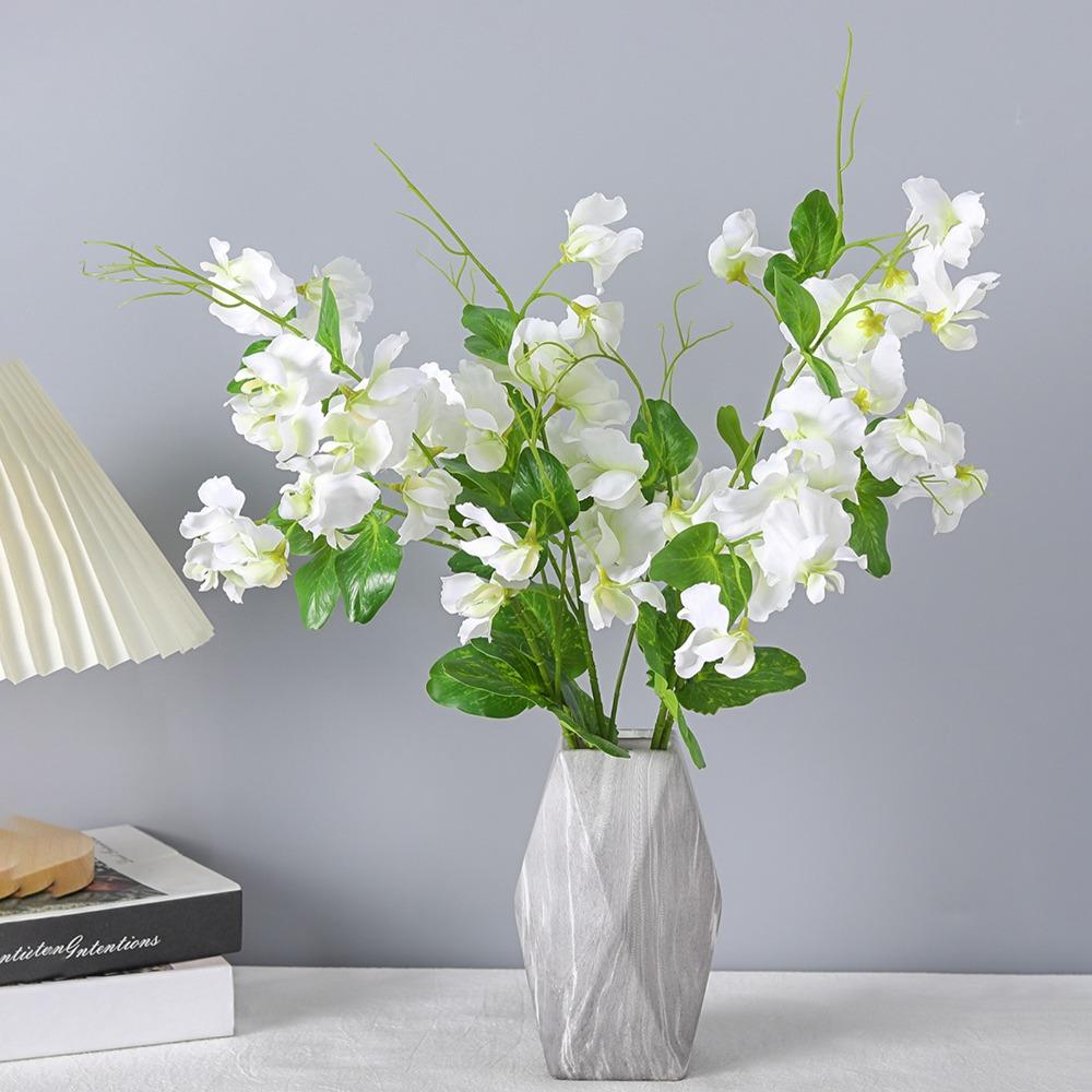 3pcs 21.65x7.87in Sweet Pea Artificial Flower Single Stem Faux Flower  Wedding Venue Decor